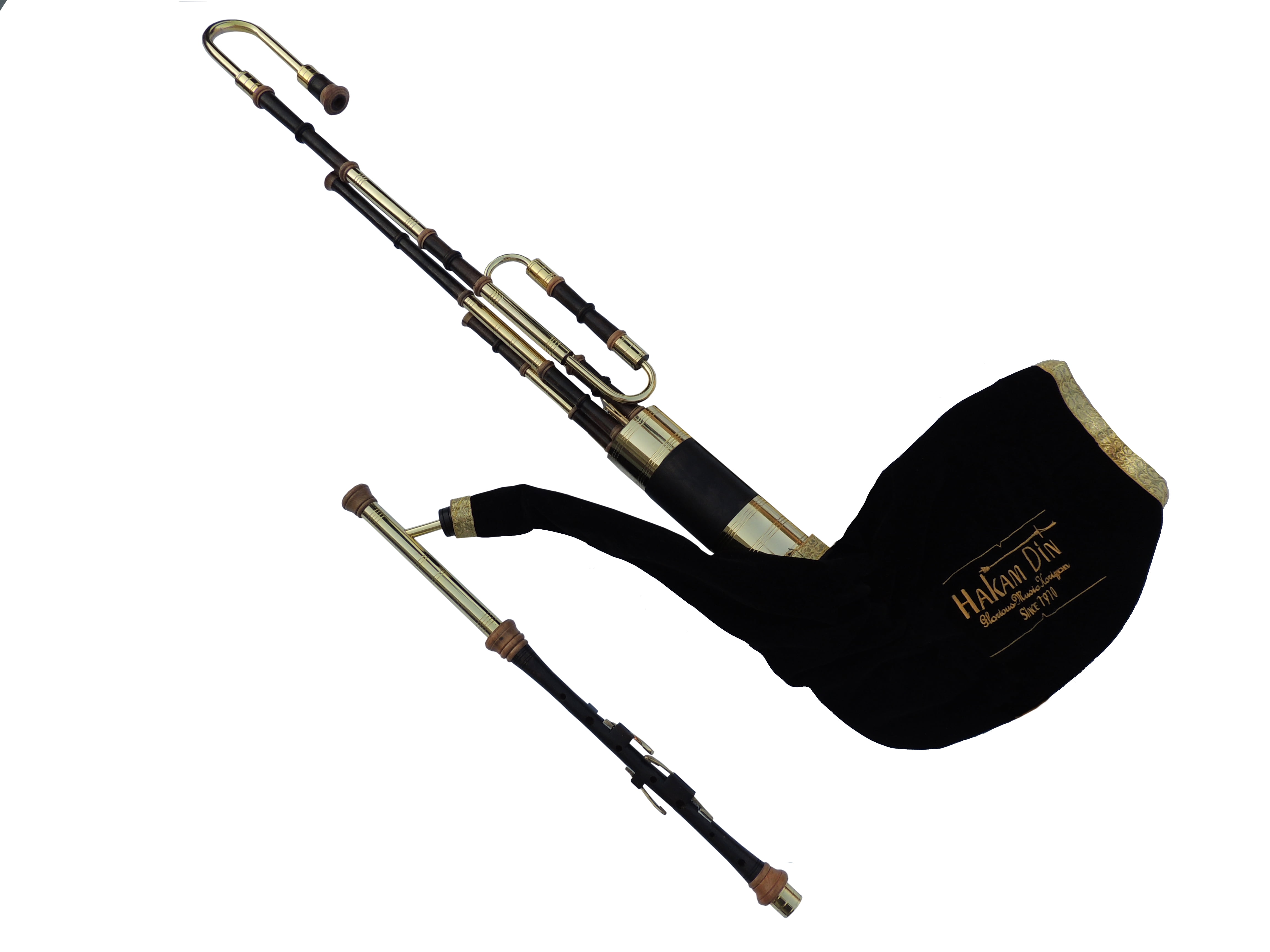 Irish Uilleann Pipes Half Set with a 4 Key Chanter in D, Gold Plated