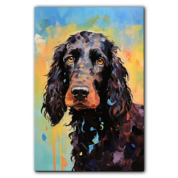 Irish Water Spaniel Canvas Wall Art Colorful Pet Canvas Oil Painting Canvas Print Street Art Farmhouse Cattle Modern Artwork Living Bedroom Bathroom Home Office Decor
