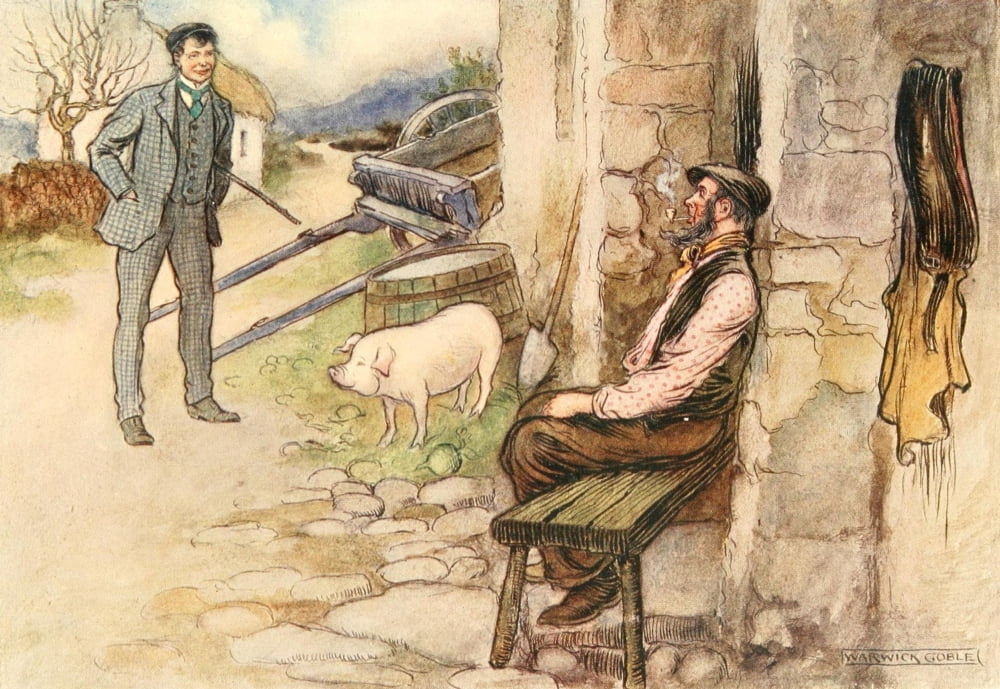 Irish Ways 1909 And is it yourself Alec Gowran Canvas Art - Warwick Goble (24 x 36)