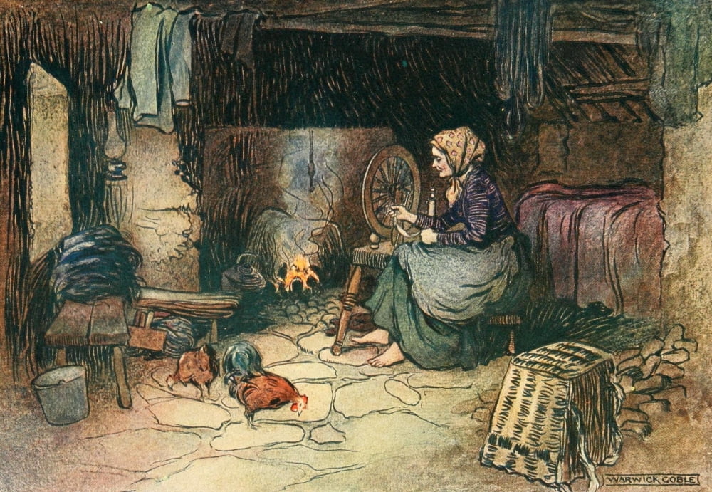 Irish Ways 1909 In the little house under the hill Canvas Art - Warwick Goble (18 x 24)