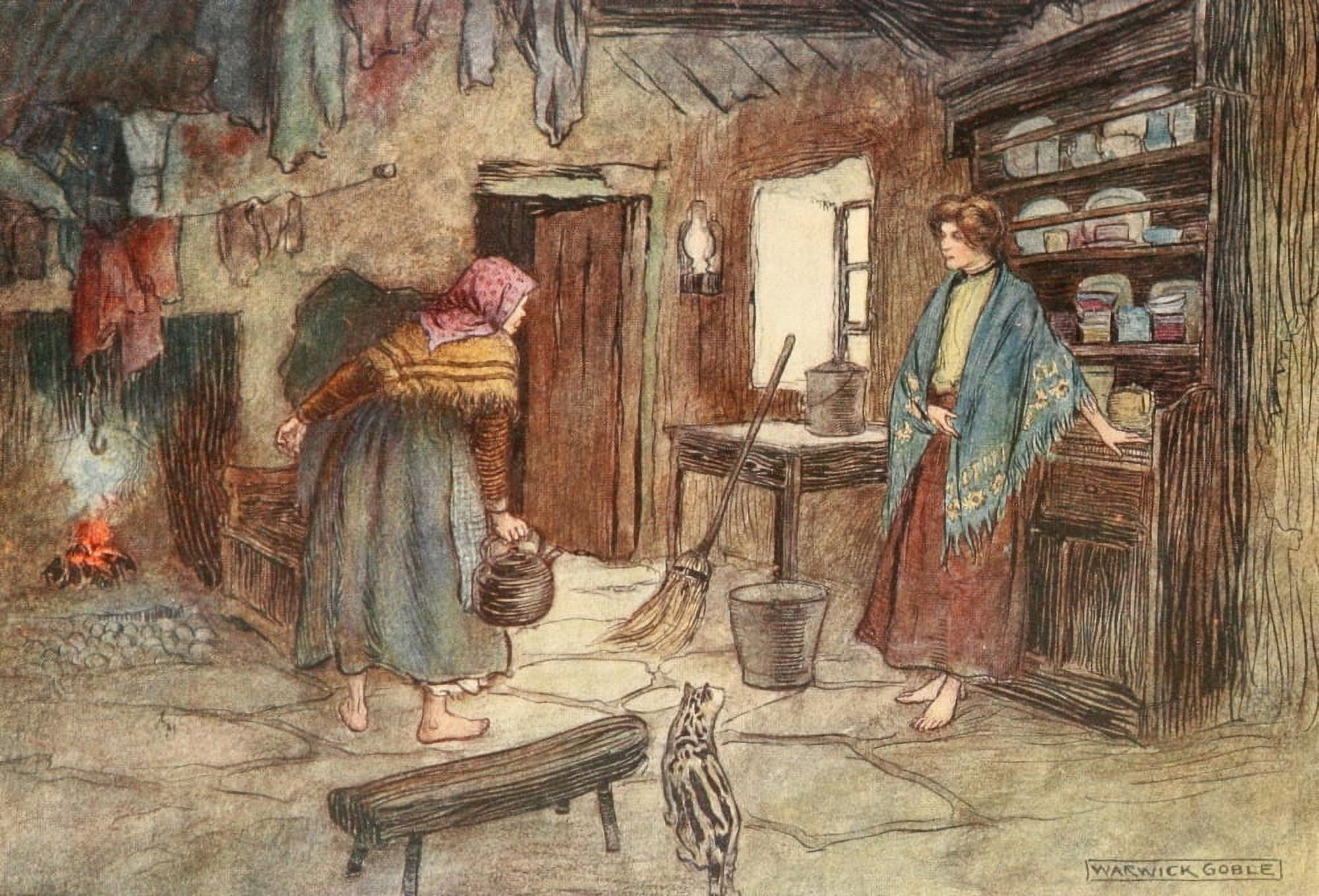 Irish Ways 1909 Julia goes a-borrowing Canvas Art - Warwick Goble (18 x 24)