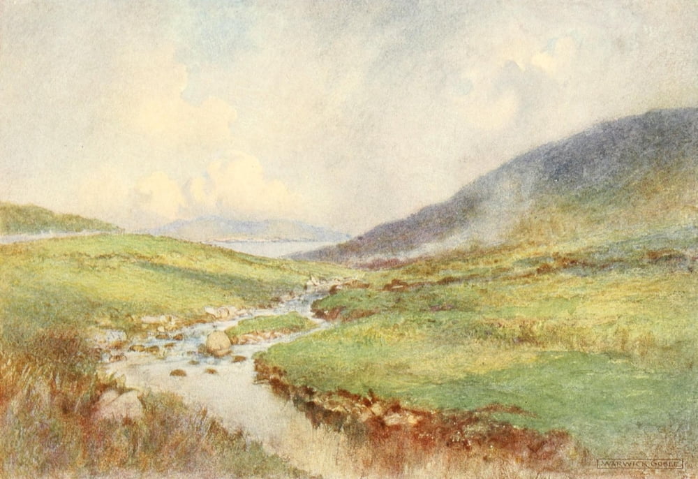 Irish Ways 1909 Moss-green & apple-green slopes Canvas Art - Warwick Goble (18 x 24)
