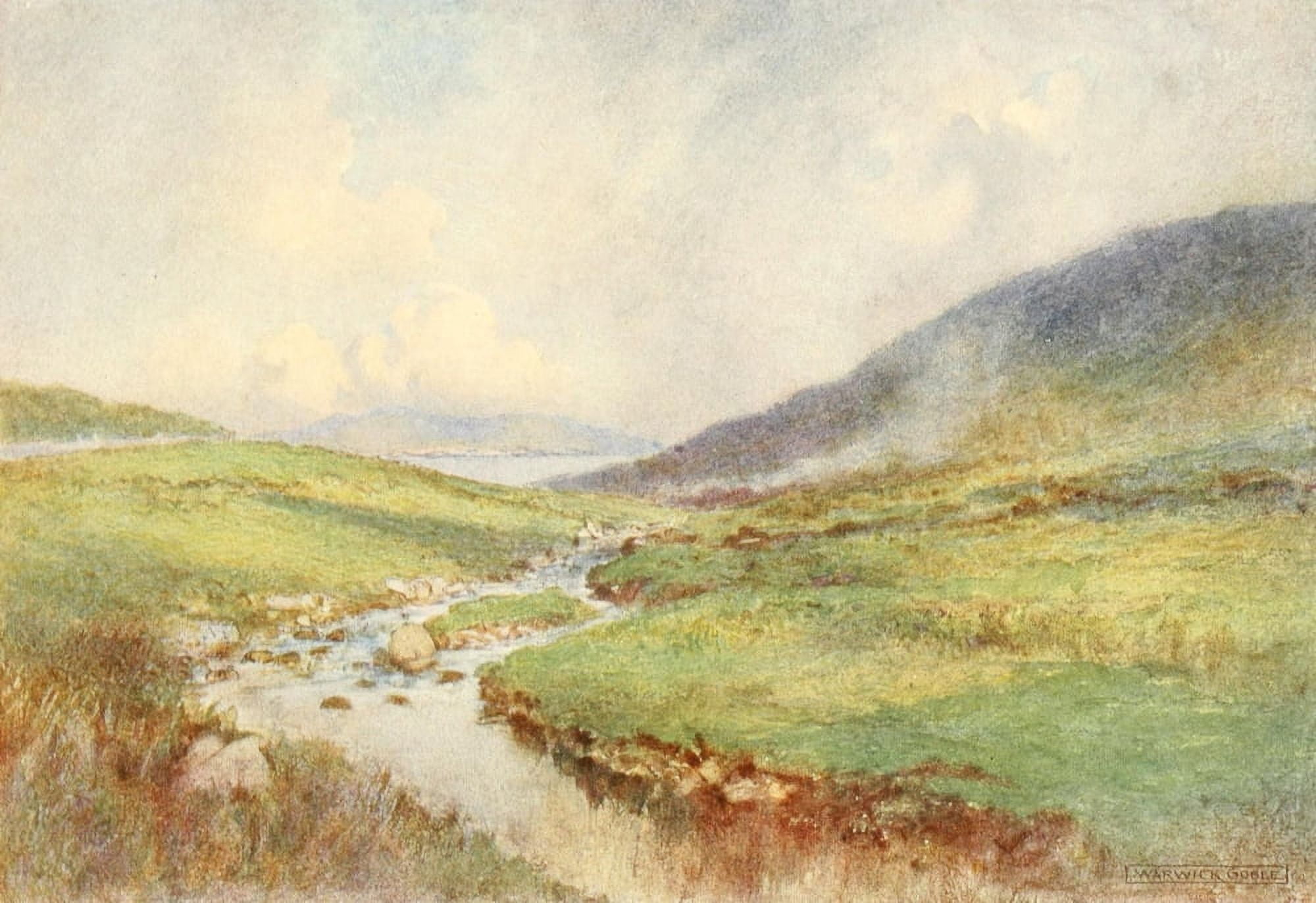 Irish Ways 1909 Moss-green & apple-green slopes Canvas Art - Warwick Goble (24 x 36)