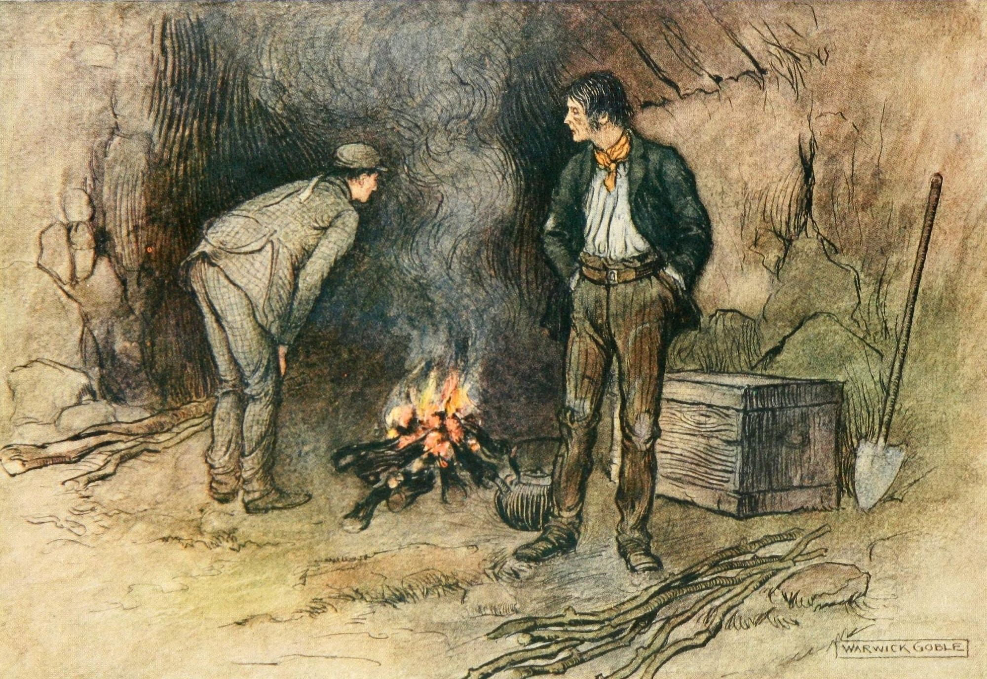 Irish Ways 1909 The calendar in the shed Canvas Art - Warwick Goble (24 x 36)