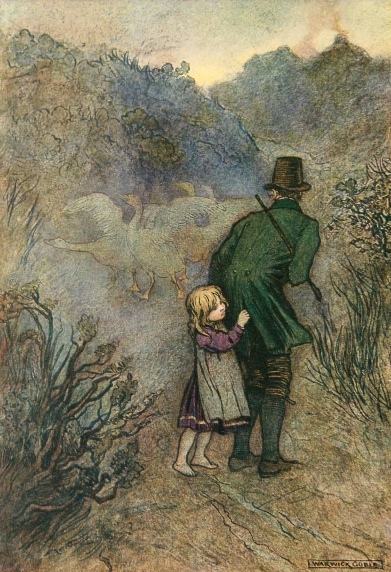 Irish Ways 1909 The haunted Boreen Canvas Art - Warwick Goble (24 x 36)