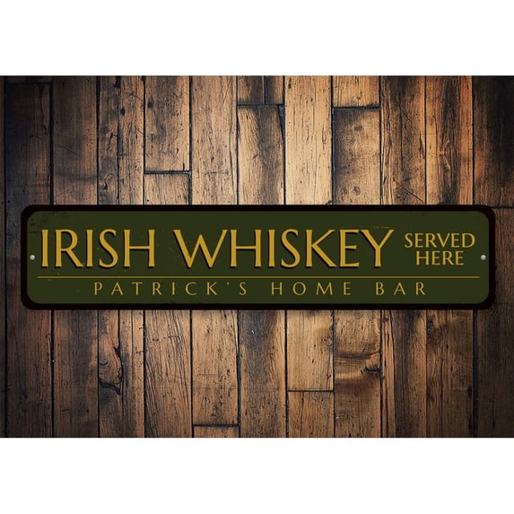 Irish Whiskey Served Here Novelty Decor, Metal Wall Sign - 4x18 Inches