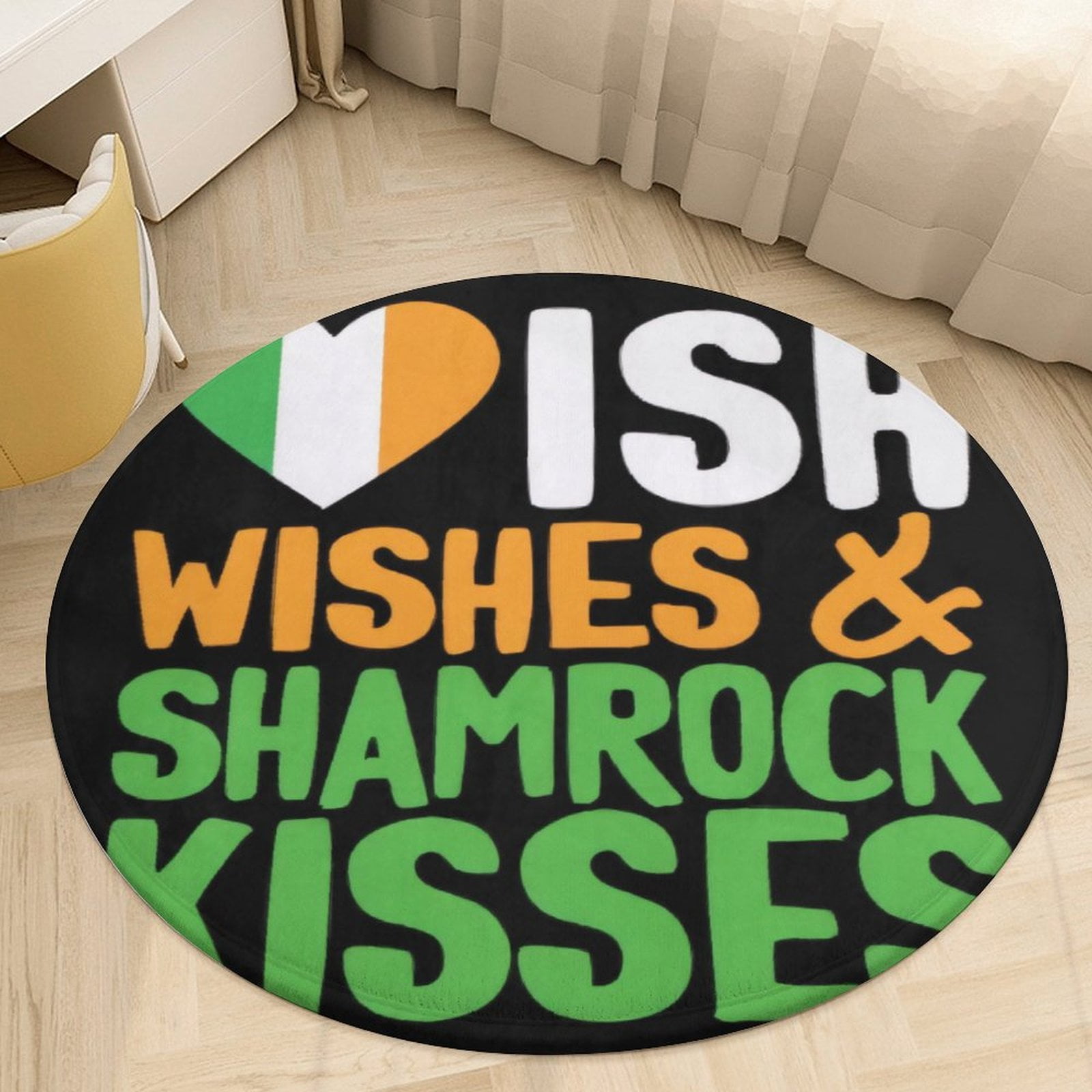 Irish Wishes Shamrock Kisses Round Area Rugs for Bedroom Living Room ...
