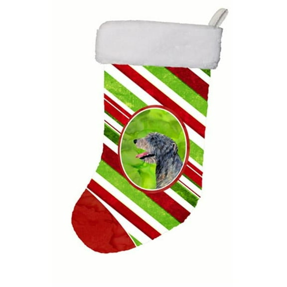 Irish Wolfhound Candy Cane Christmas Stocking - 11 x 18 in.