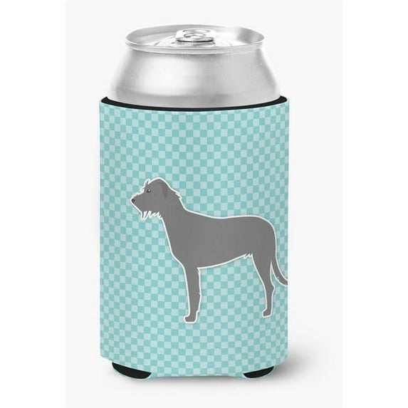 Irish Wolfhound Checkerboard Blue Can or Bottle Hugger