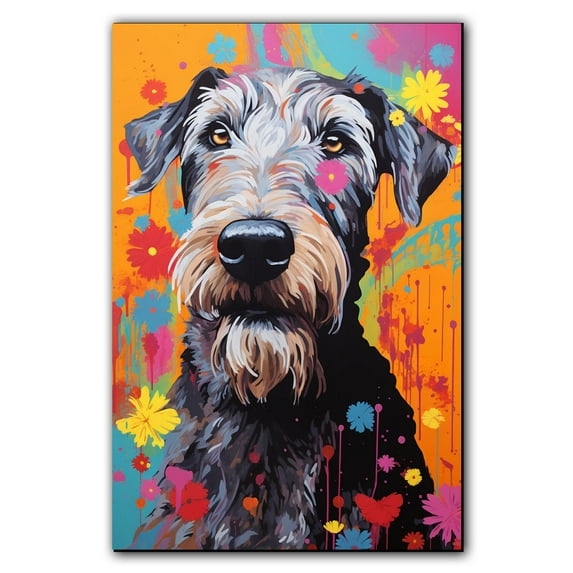 Irish Wolfhound Dog Canvas Wall Art for Living Room, Funny Bathroom Wall Decor, Colorful Animal Painting Gift for Kid Teen Men