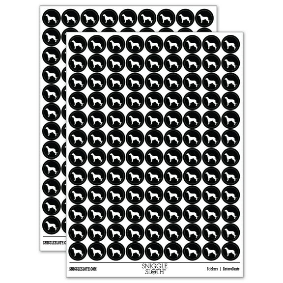 Irish Wolfhound Dog Solid 200+ Round Stickers - Black - Gloss Finish - 0.50" Size