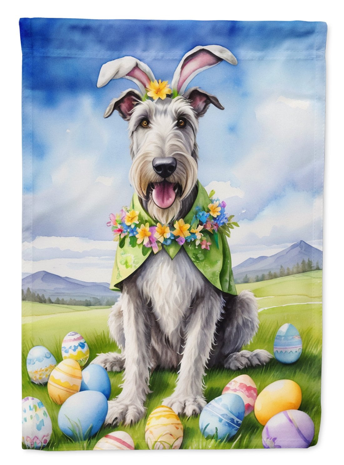 Irish Wolfhound Easter Egg Hunt House Flag 28 in x 40 in