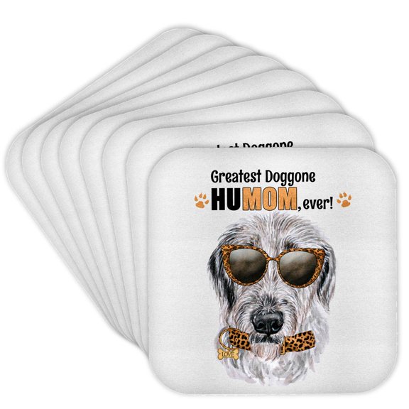 3drose, Irish Wolfhound in Cheetah Print for Dog Moms on Mothers Day, Set of 8 Coasters - Soft