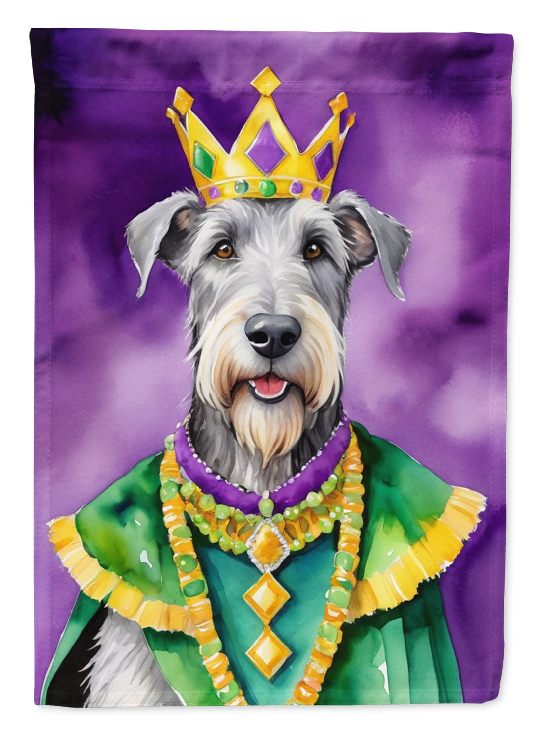 Irish Wolfhound King of Mardi Gras Garden Flag 11.25 in x 15.5 in