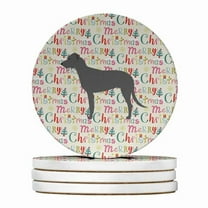 Irish Wolfhound Merry Christmas Large Sandstone Coasters Pack of 4 4 in x 4 in