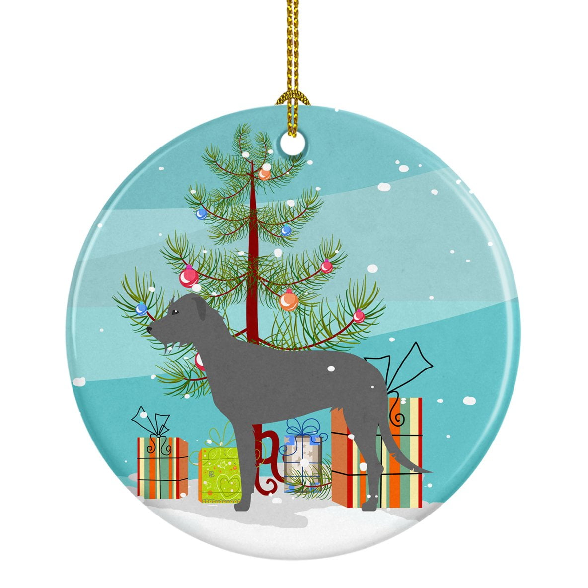 Irish Wolfhound Merry Christmas Tree Ceramic Ornament