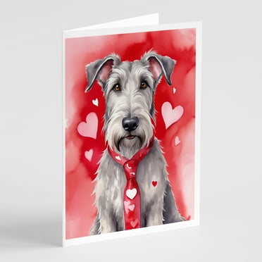 Irish Wolfhound My Valentine Greeting Cards Pack of 8 7 in x 5 in