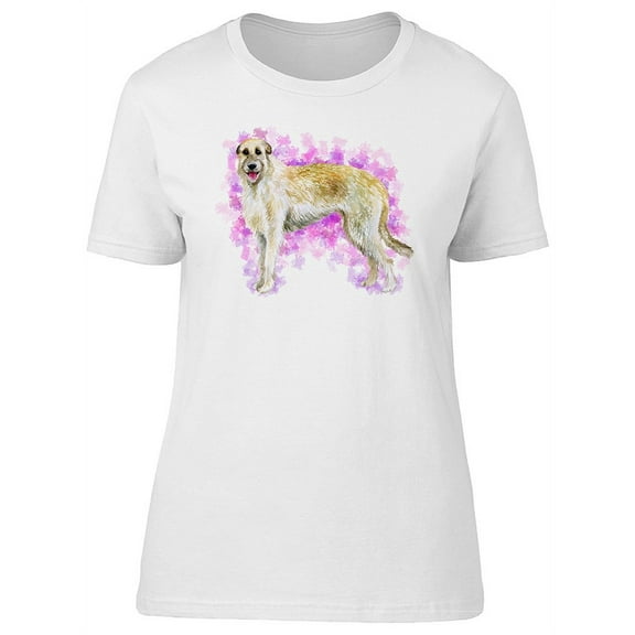 Irish Wolfhound On A Pink Spot T-Shirt Women -Image by Shutterstock, Female x-Large