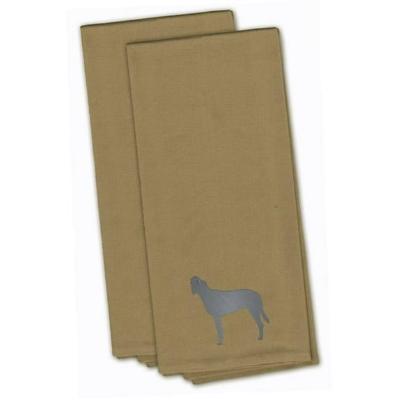 Irish Wolfhound Tan Embroidered Kitchen Towel - Set of 2