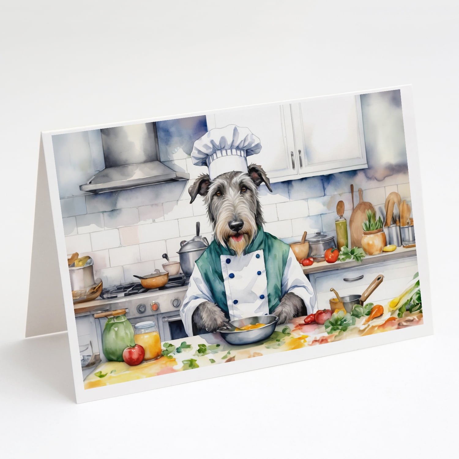 Irish Wolfhound The Chef Greeting Cards Pack of 8 7 in x 5 in