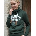 thumbnail image 1 of Irish Women's Sweatshirt Trinity College Dublin 1592 Crossover Neck Green Jumper 100% Cotton with Front Pockets, 1 of 4