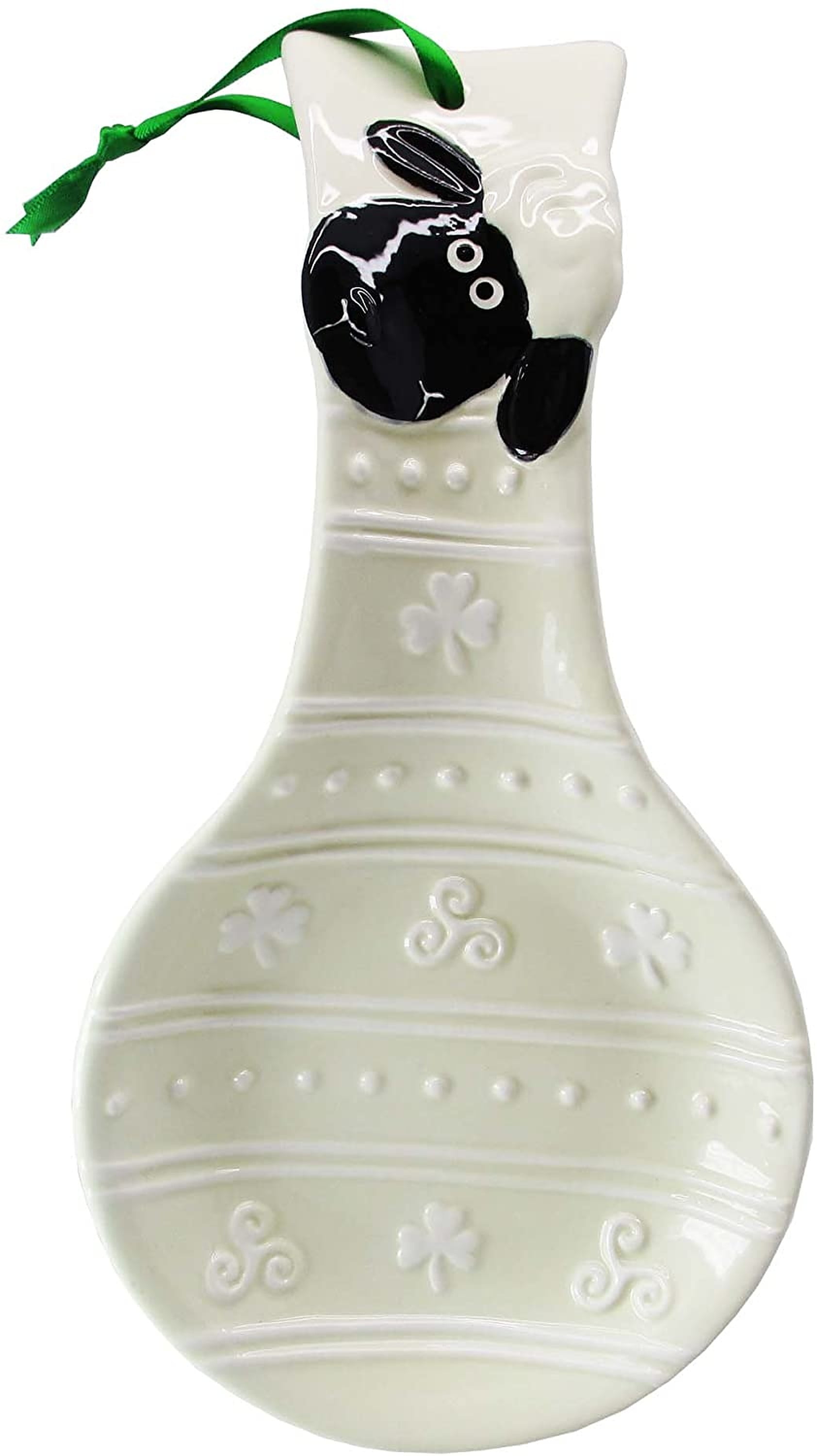 Irish Sheep Ceramic Spoon Rest in White and Black