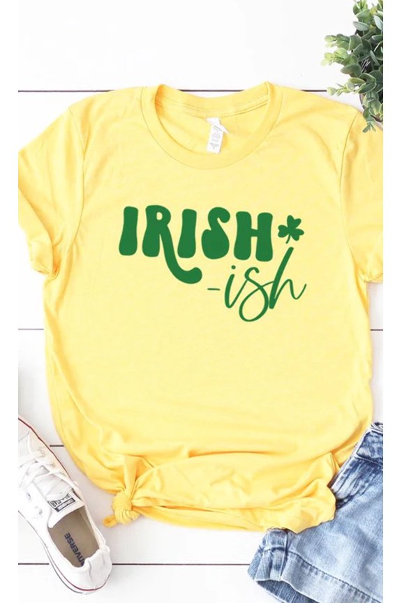 Irish ish green shamrock PLUS SIZE graphic Tee T-Shirt