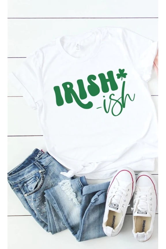 Irish ish green shamrock PLUS SIZE graphic Tee T-Shirt