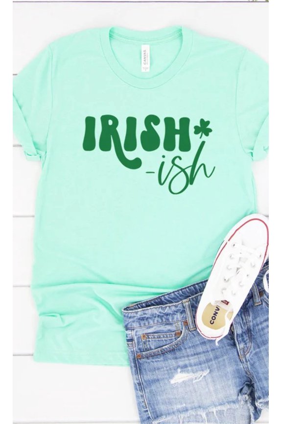 Irish ish green shamrock graphic Tee T-Shirt