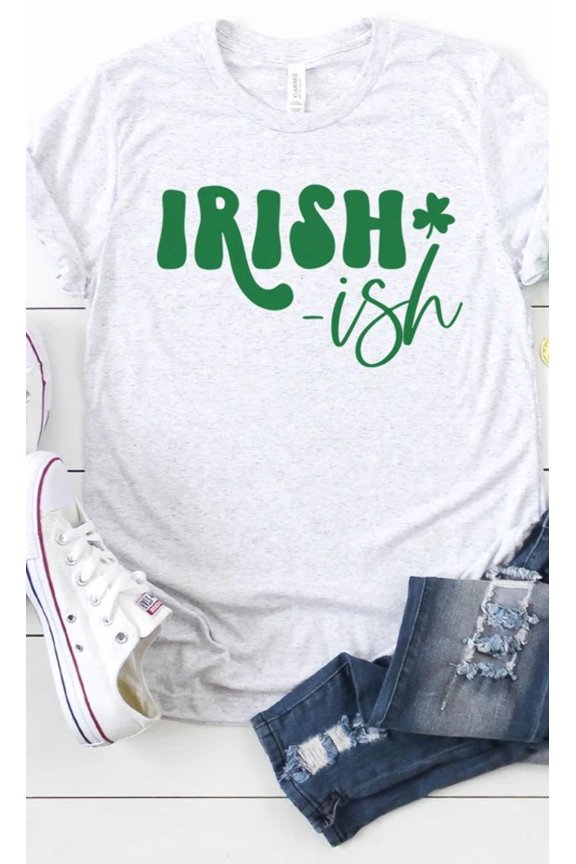 Irish ish green shamrock graphic Tee T-Shirt