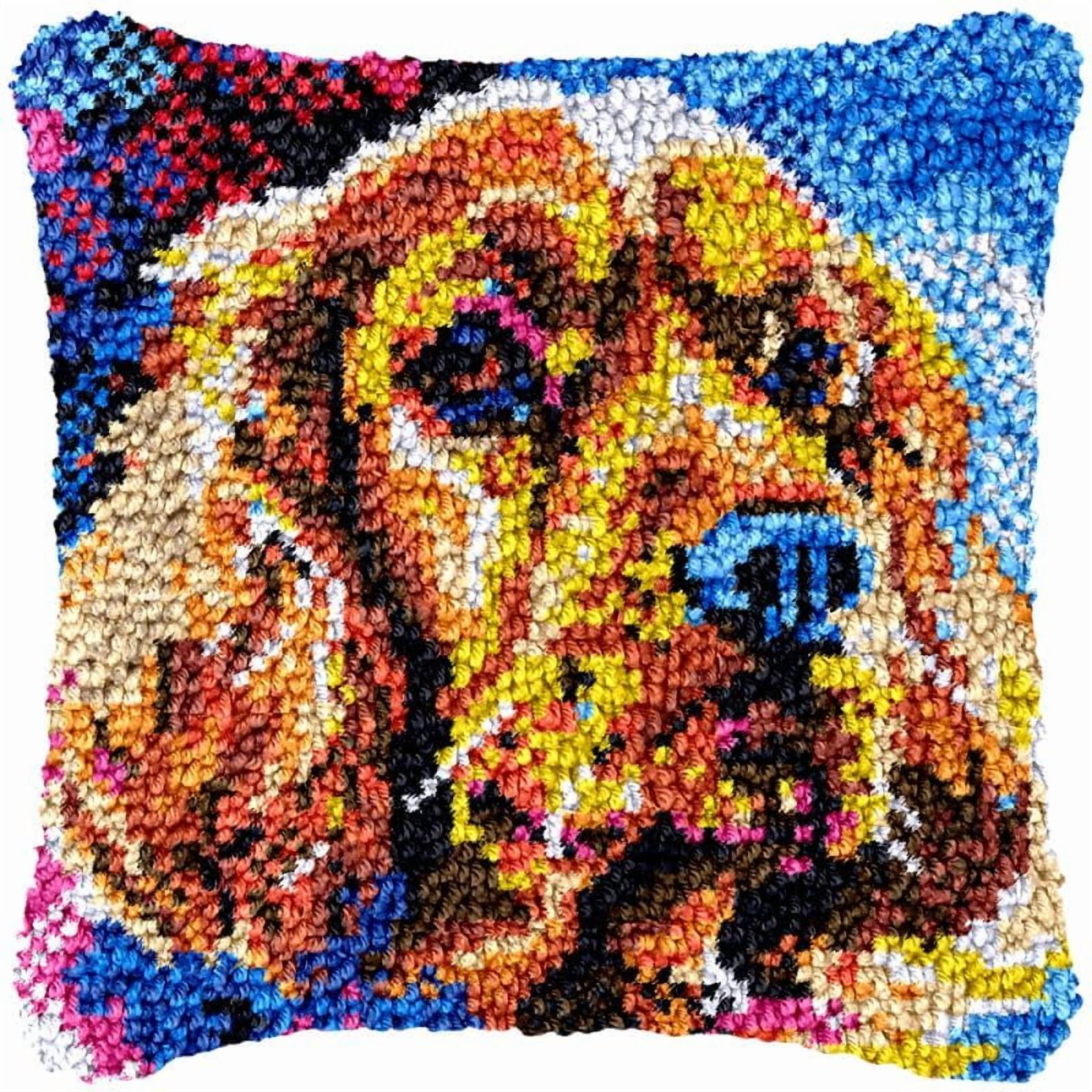 An Irish setter Latch Hook Pillow Cover Kits for DIY Handmade Throw Pillow Cross Stitch Latch Hook Pillowcase Rug Kits with Preprinted Color Pattern Canvas Crochet Yarn Kits 17''X 17''(ys181)