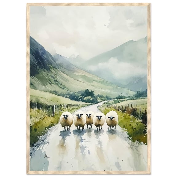 Irish sheep print: A rustic Irish landscape print for wall decoration. 8x12 UNFRAMED