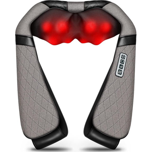 Irmessi Shiatsu Electric Neck Back Massager Pillow 3D Kneading with Heat for Shoulder, Lower Back, Foot, Leg Muscles Pain Relief Relax in Car Office and Home (Gray)