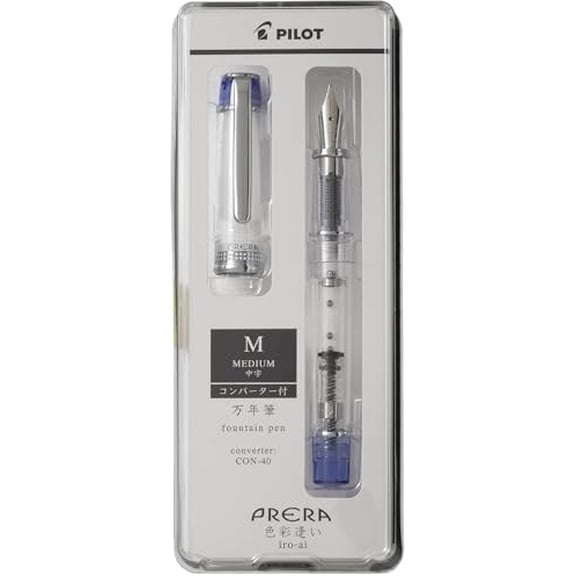 Iro-Ai Pilot Fountain Pen Transparent Blue Medium Point P-FPR-1-TL-M With Original Stylus Ballpoint Touch Pen$$Office
