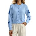 thumbnail image 1 of Iroehba Cardigan Sweaters for Women Long Sleeve Button Down Crew Neck Knit Tops Relaxed Cut Elegant Casual Outerwear for Daily Wear, 1 of 5