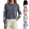 thumbnail image 1 of Iroehba Cardigan Sweaters for Women Long Sleeve Button Down Crew Neck Knit Tops Relaxed Cut Elegant Casual Outerwear for Daily Wear, 1 of 7