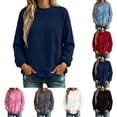 thumbnail image 1 of Iroehba Fleece Womens Tops Solid Reversible Long Sleeve Mock Neck Sweatshirt, with Regular Cut and Drop Shoulder, Dressy Casual and Stylish, 1 of 9