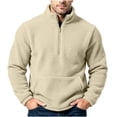 thumbnail image 1 of Iroehba Men's Fleece Sweatshirts Solid Half Zip Mock Neck Relaxed Cut Set-In Long Sleeve Pullover Top, with Kangaroo Pocket for Versatile Casual Outfit, 1 of 9