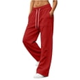 thumbnail image 1 of Iroehba Pants for Women Relaxed Mid Waist Solid Trousers Drawstring Sweatpants with Roomier Wide Leg Cut, With Side Pockets for Weekend Trips and Casual Outfit Matching, 1 of 6