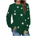 thumbnail image 1 of Iroehba Sweatshirt for Women Crew Neck Pullover Long Sleeve Star Print Drop Shoulder Modern Cut Soft Comfy Casual Outfit, 1 of 5