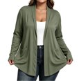 thumbnail image 1 of Iroehba Womens Cardigan Plus Size Long Sleeve Open Front Solid Color Relaxed Cut Casual Outerwear with Pockets for Everyday Wear, 1 of 9