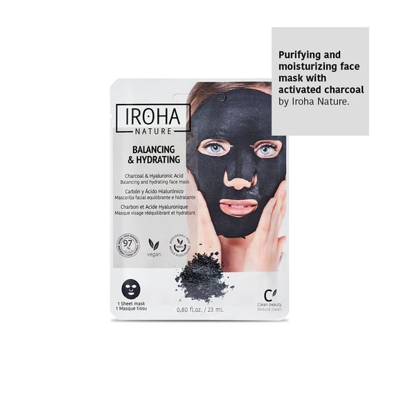 Iroha Nature, Face Mask for Skin Care with Activated Charcoal (1 piece)
