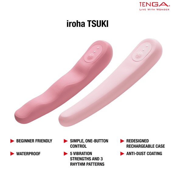 Iroha by TENGA TSUKI Nadeshiko Pink Mikazuki Rechargeable Soft-Touch Flexible Vibrator for G-Spot Stimulation