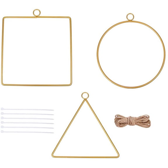 Iron 1 set Metal Geometric Hoop Wreath Frames for Artificial Flower Garland Hanging Pendant Making for Home Kitchen Wall Art Decoration Golden 194~221x193~200x4.5mm Hole: 16.5~17mm
