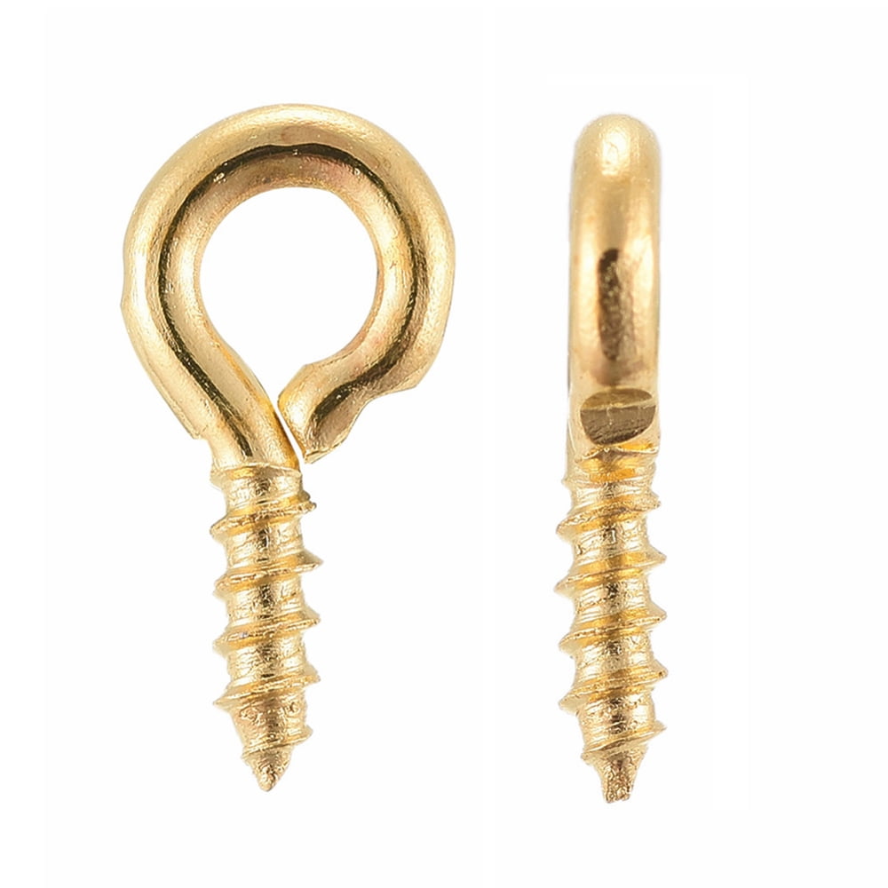 Iron 10000 pc Iron Screw Eye Pin Peg Bails For Half Drilled Beads Golden 8x4x1mm Hole: 2mm