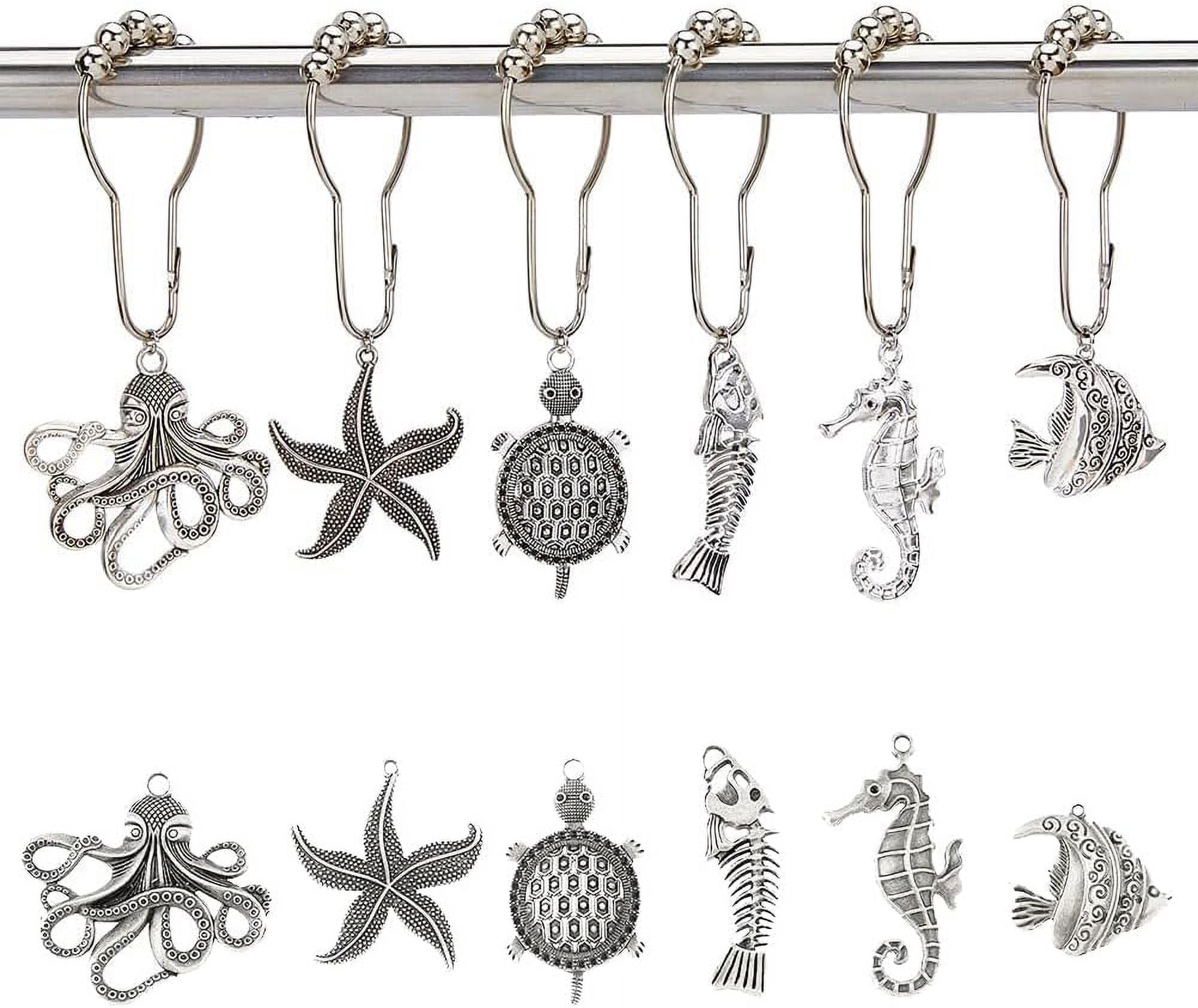 Iron 12Pcs 6 Styles Ocean Theme Shower Curtain Rings Iron Shower ...