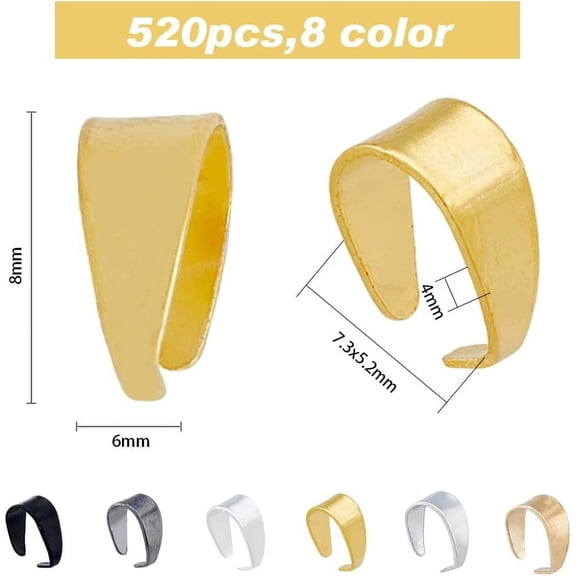 Iron 520pcs 8 Colors Metal Pinch Clip Bail Clasp Hook Pendant Connectors Iron Claw Bail for DIY Jewelry Making