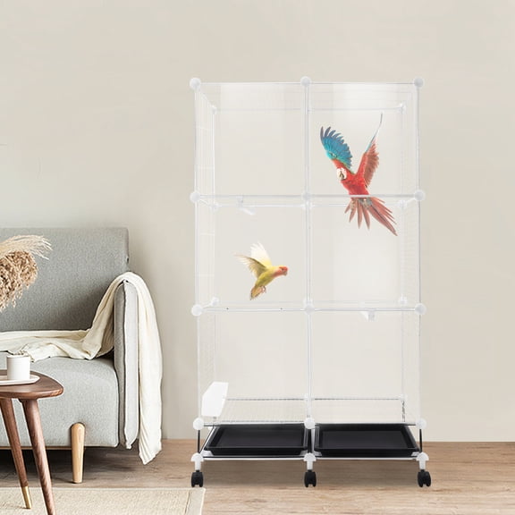 Iron 75x37x125cm Three-Story Large Birdcage With Brake Wheel Ventilation Pet Aviary Detachable Ornamental Birdcage