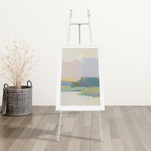 Iron Adjustable Arts & Crafts Easels,58 Inch Metal Easel Stand with Chain Support for Mirror,Floor Easels for Display Wedding Sign(White)