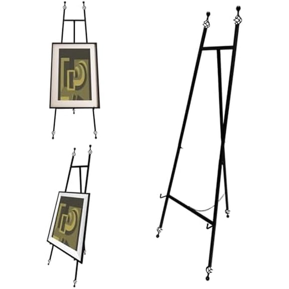 Iron Adjustable Arts & Crafts Easels,Metal Easel Stand with Chain Support for Mirror,58 Inch Floor Easels for Display Wedding Sign(Black)